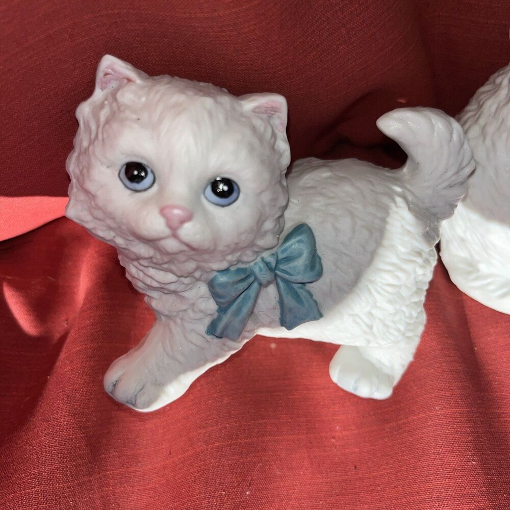 Vintage Homco Pair Of Cats Kittens #1428 White Ceramic Figurines Set of 2 - Picture 8 of 11